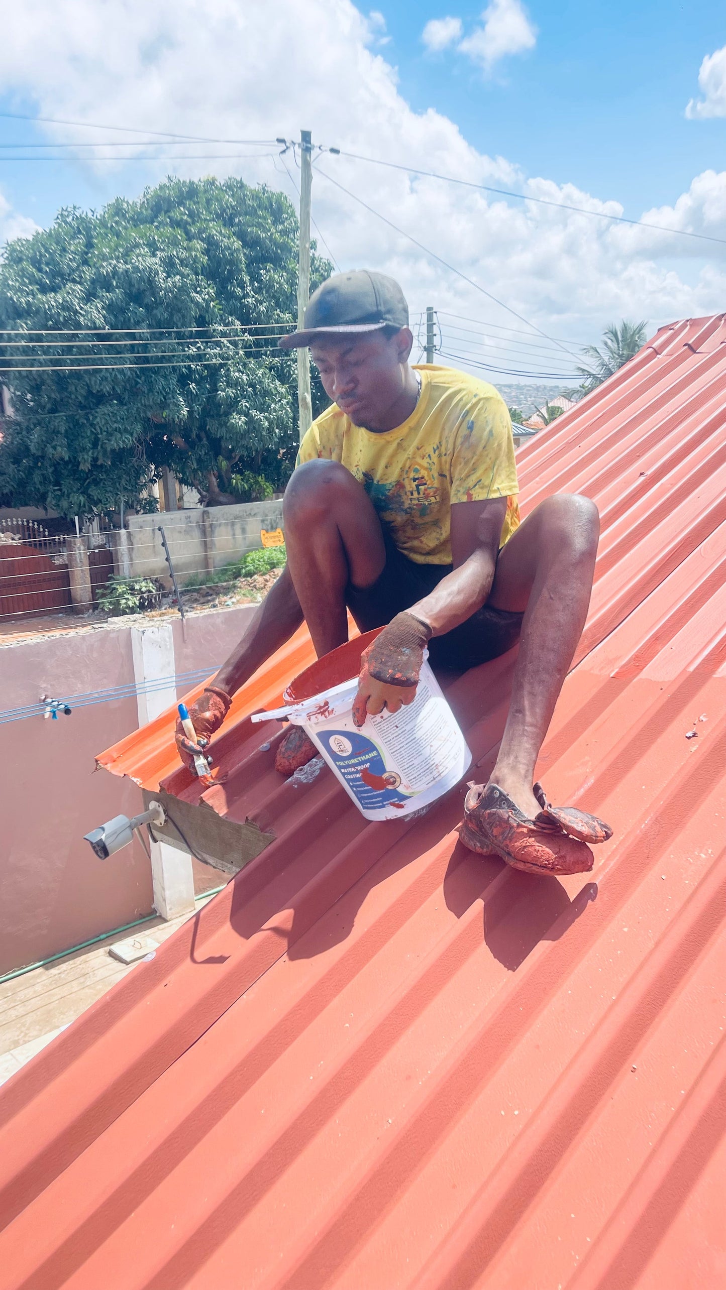Polyurethane waterproof coating application on roof — Fest Ghana Limited