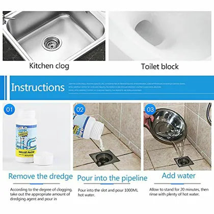 STRAIGHT Powerful Sink & Drain Blockage Cleaner Powder